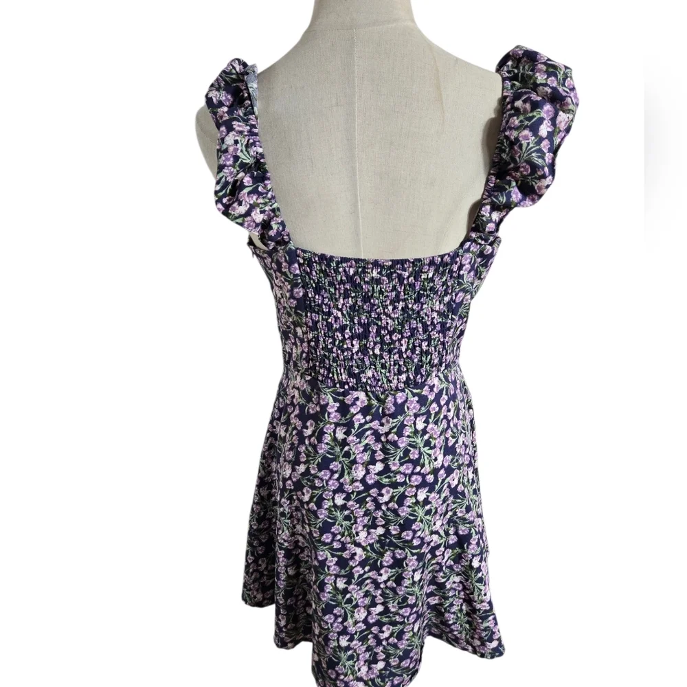 Forever 21 Y2K Purple And Blue Floral Sundress Mini Dress